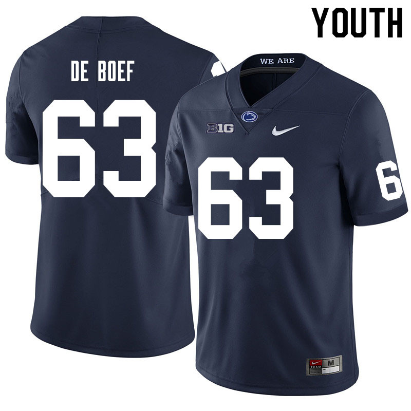 NCAA Nike Youth Penn State Nittany Lions Collin De Boef #63 College Football Authentic Navy Stitched Jersey LZA2898WG